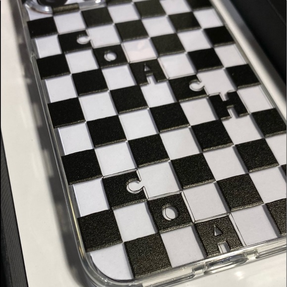 COACH Designer Black White Squares Checkered iPhone 12 PRO Hard Case - Picture 8 of 9